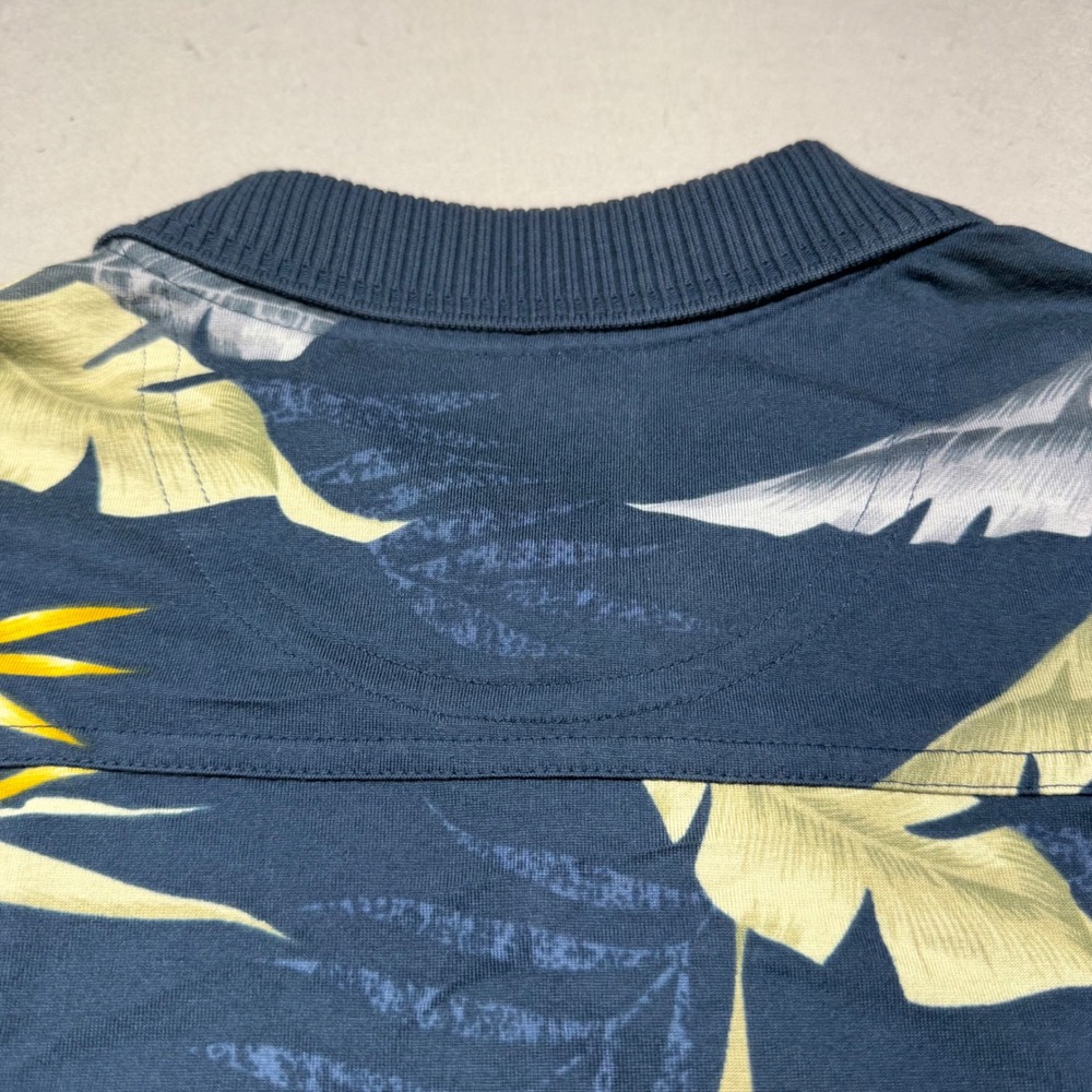 Tommy Bahama Relax Mens L Navy Blue Bird of Paradise Tropical Cotton Polo Shirt - Picture 10 of 11